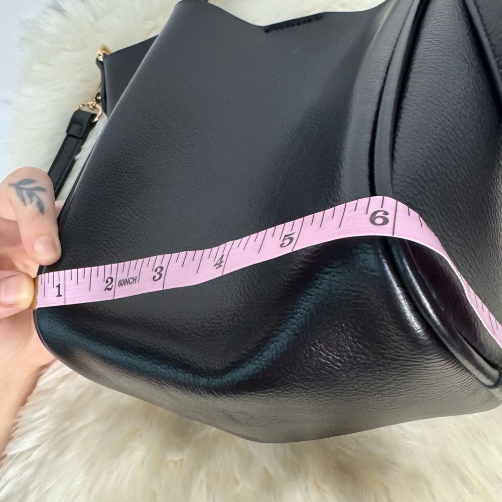Black Faux Leather Handbag with Gold Hardware- Like New! - Picture 12 of 12